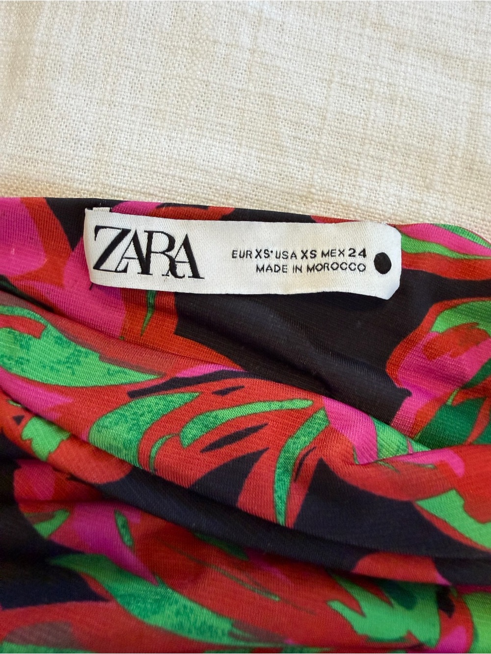 Zara Floral Print Long Sleeve Mini Dress Size XS - Picture 5 of 9